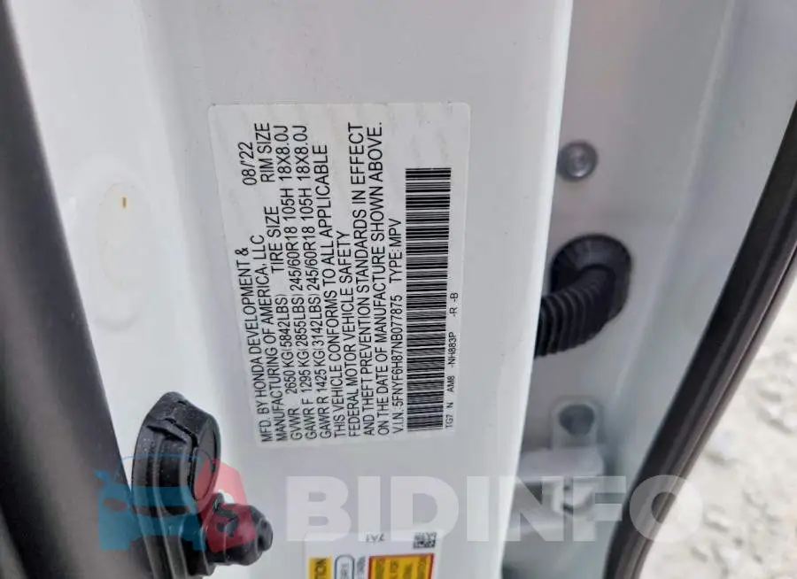 5FNYF6H87NB077875 Photo# 14