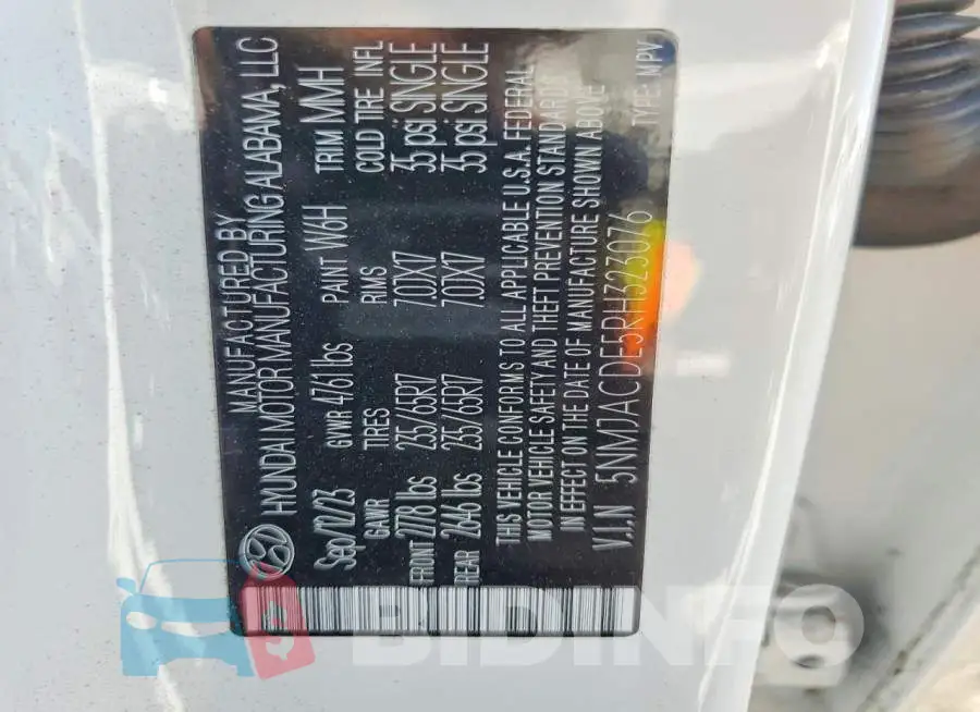 5NMJACDE5RH323076 Photo# 14
