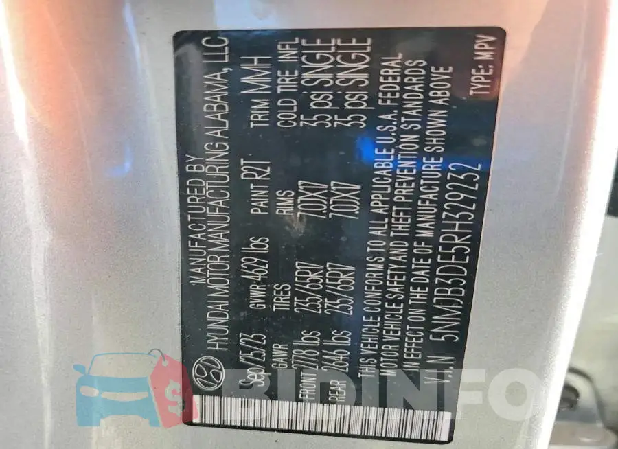5NMJB3DE5RH329232 Photo# 12