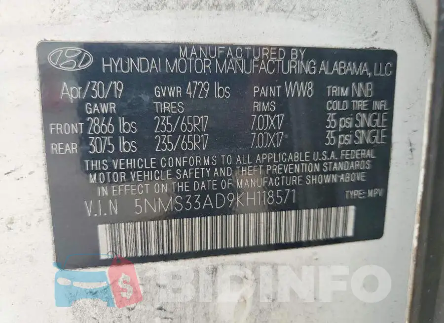 5NMS33AD9KH118571 Photo# 13