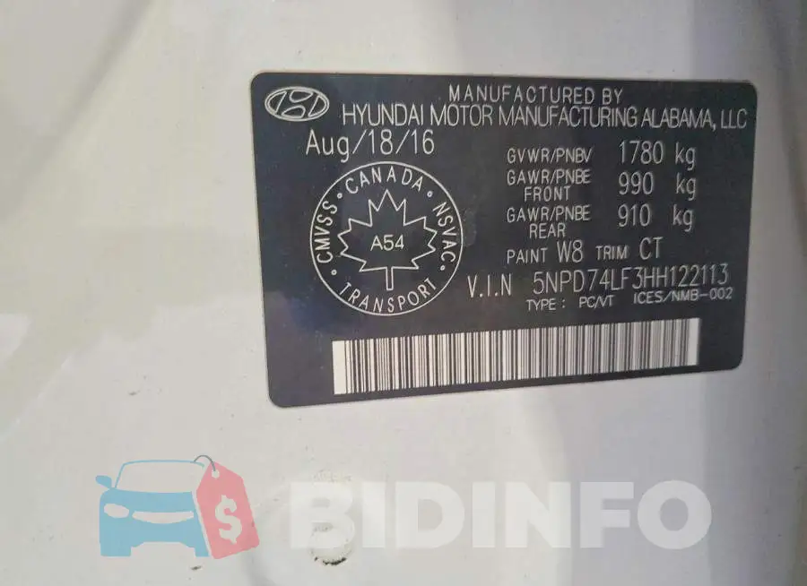 5NPD74LF3HH122113 Photo# 13