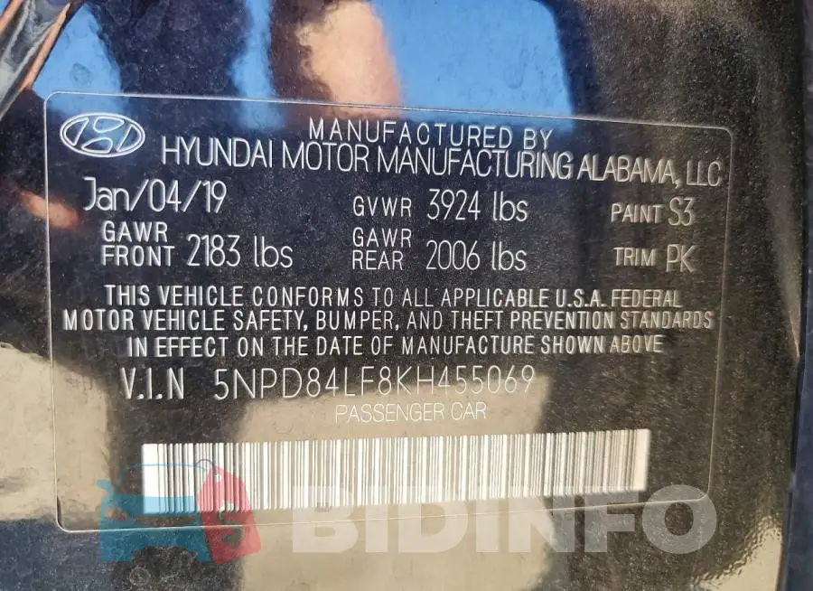 5NPD84LF8KH455069 Photo# 12