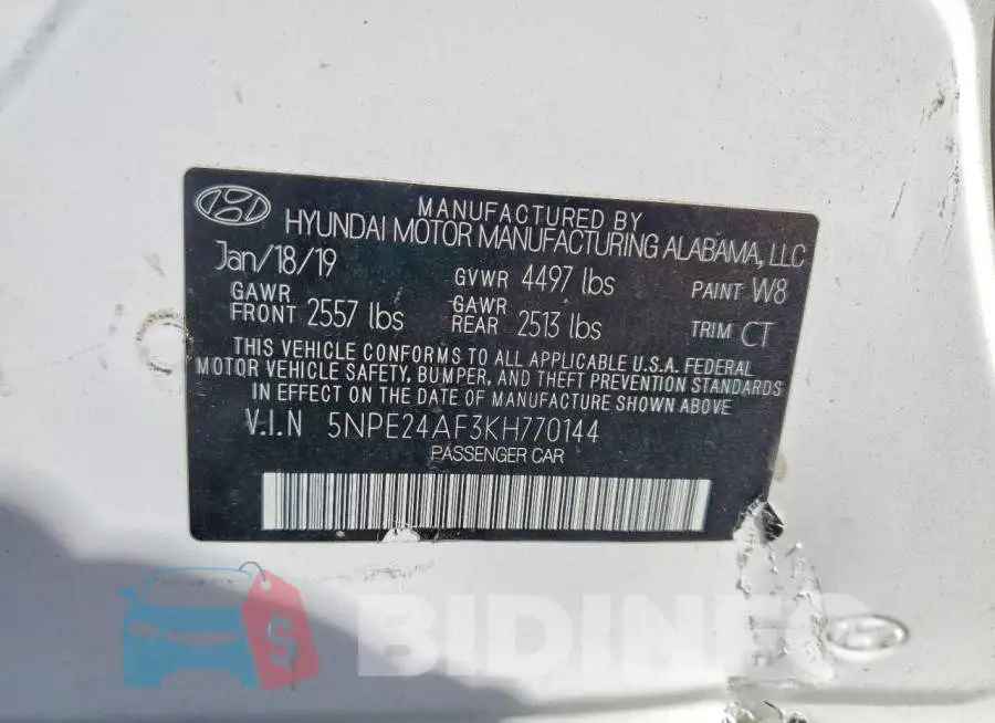 5NPE24AF3KH770144 Photo# 12