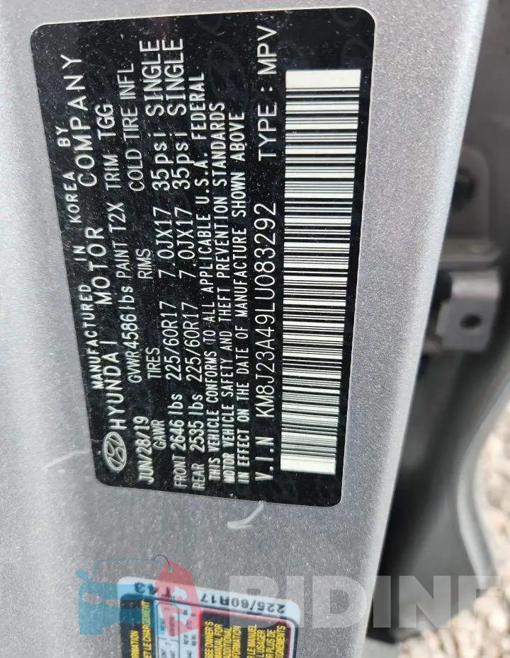 KM8J23A49LU083292 Photo# 13
