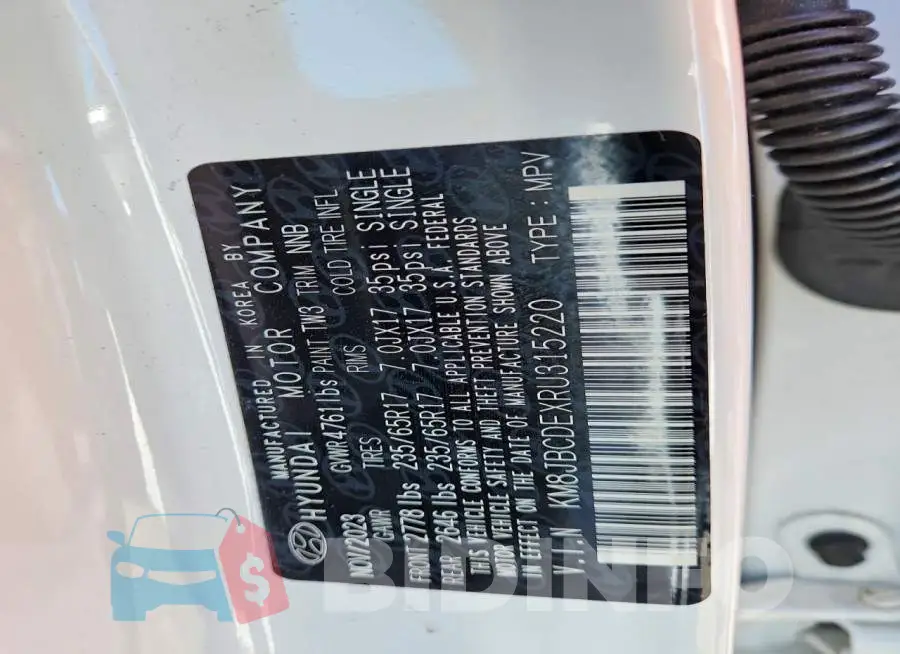 KM8JBCDEXRU315220 Photo# 13