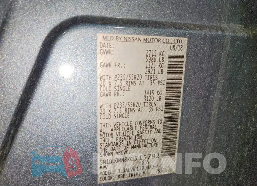 5N1DL0MN8KC515792 Photo# 13