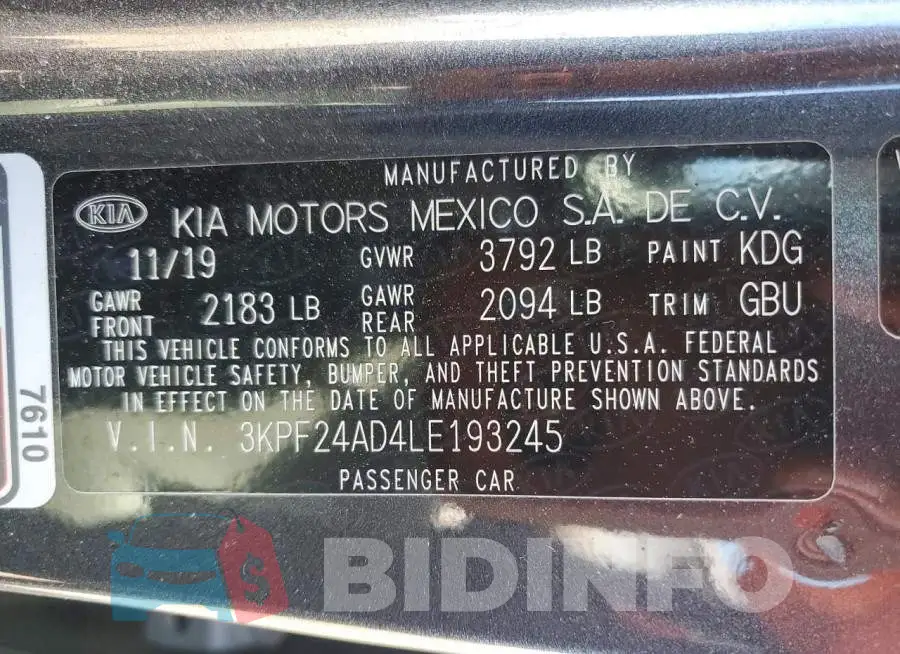 3KPF24AD4LE193245 Photo# 12