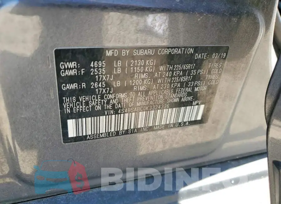 4S4BSABC0K3324336 Photo# 13