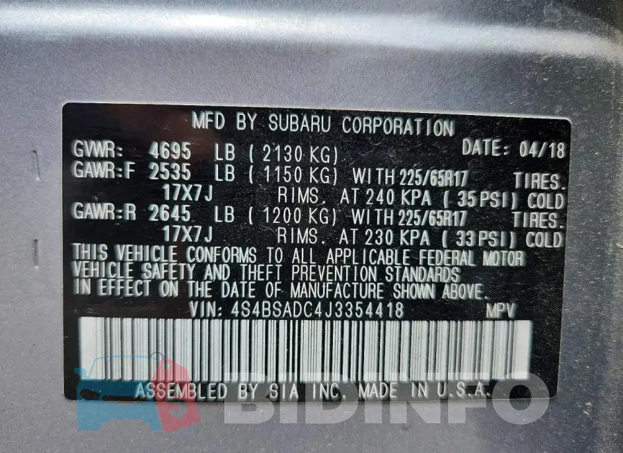 4S4BSADC4J3354418 Photo# 14