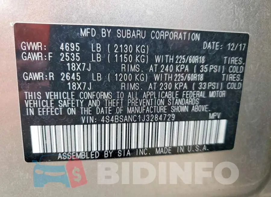 4S4BSANC1J3284729 Photo# 13