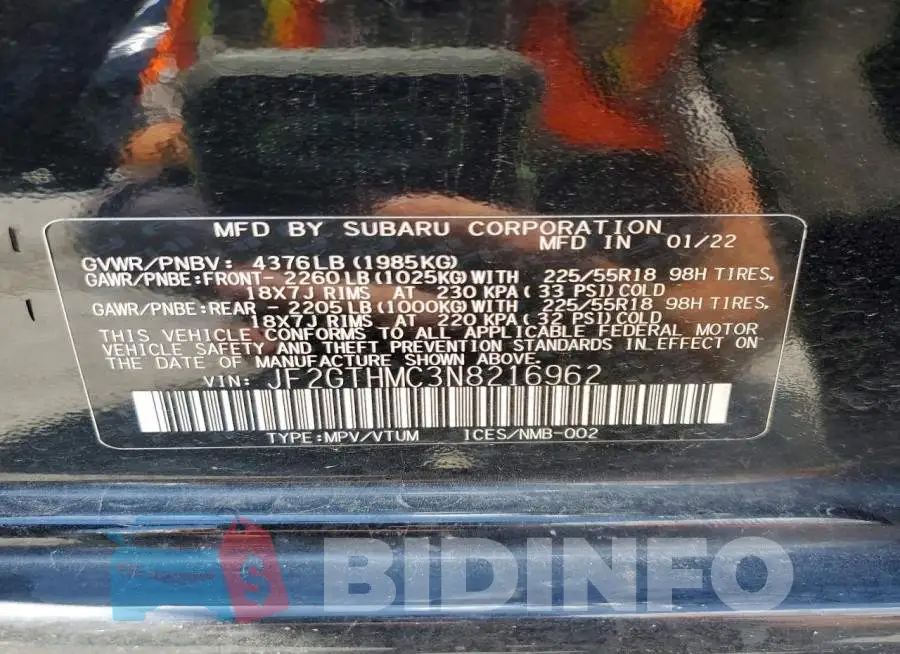 JF2GTHMC3N8216962 Photo# 14