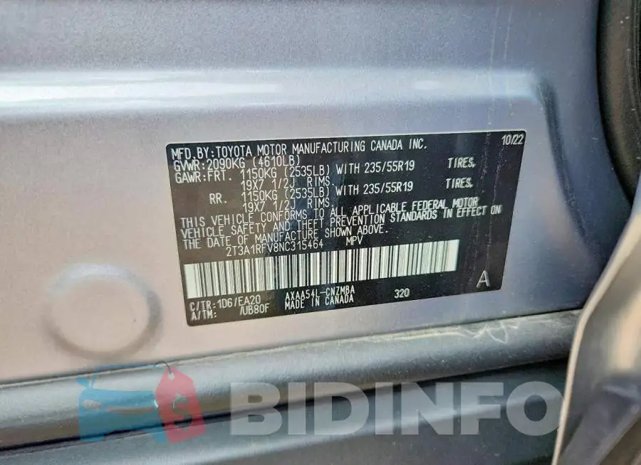 2T3A1RFV8NC315464 Photo# 13