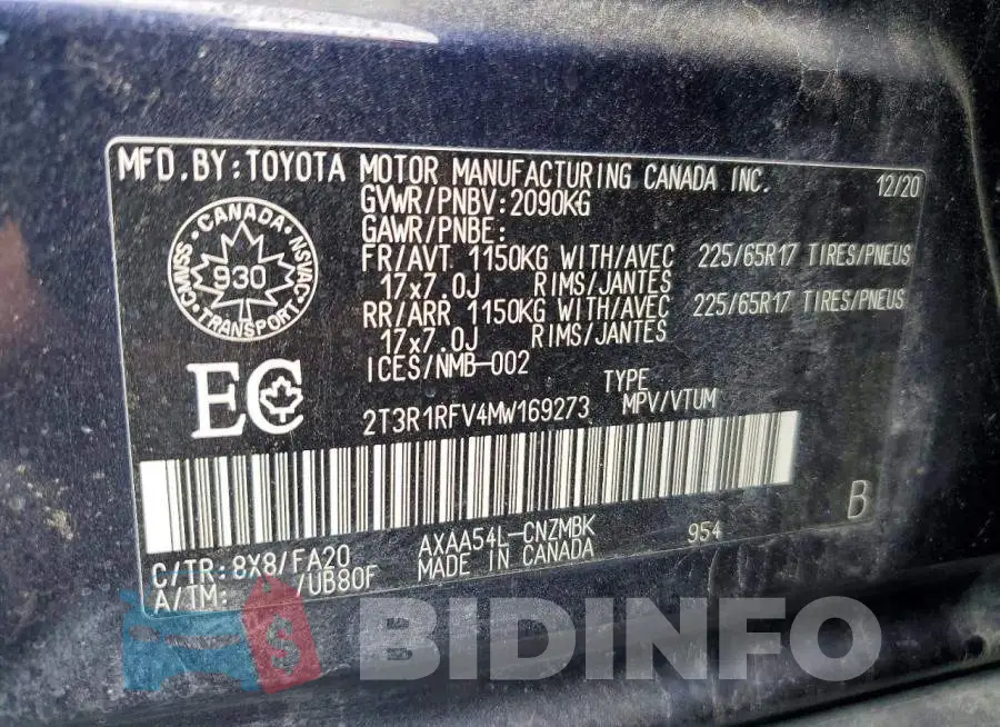 2T3R1RFV4MW169273 Photo# 13