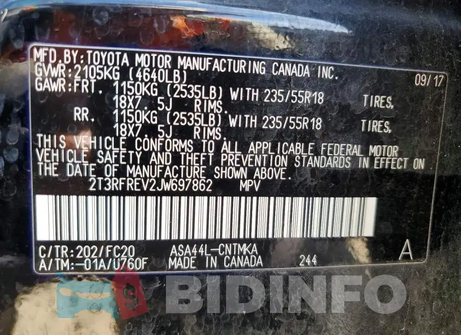 2T3RFREV2JW697862 Photo# 13