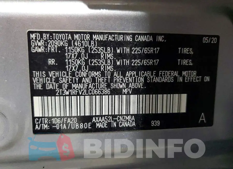 2T3W1RFV2LC066386 Photo# 13