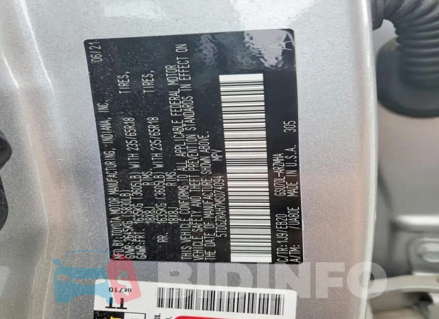 5TDGZRAH7MS074094 Photo# 13