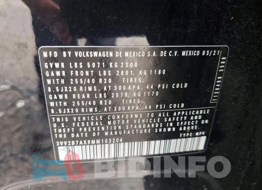 3VV2B7AX9MM103204 Photo# 13