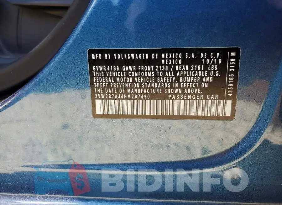 3VW2B7AJ4HM267490 Photo# 12