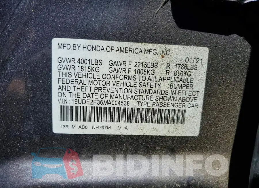 19UDE2F36MA004538 Photo# 12