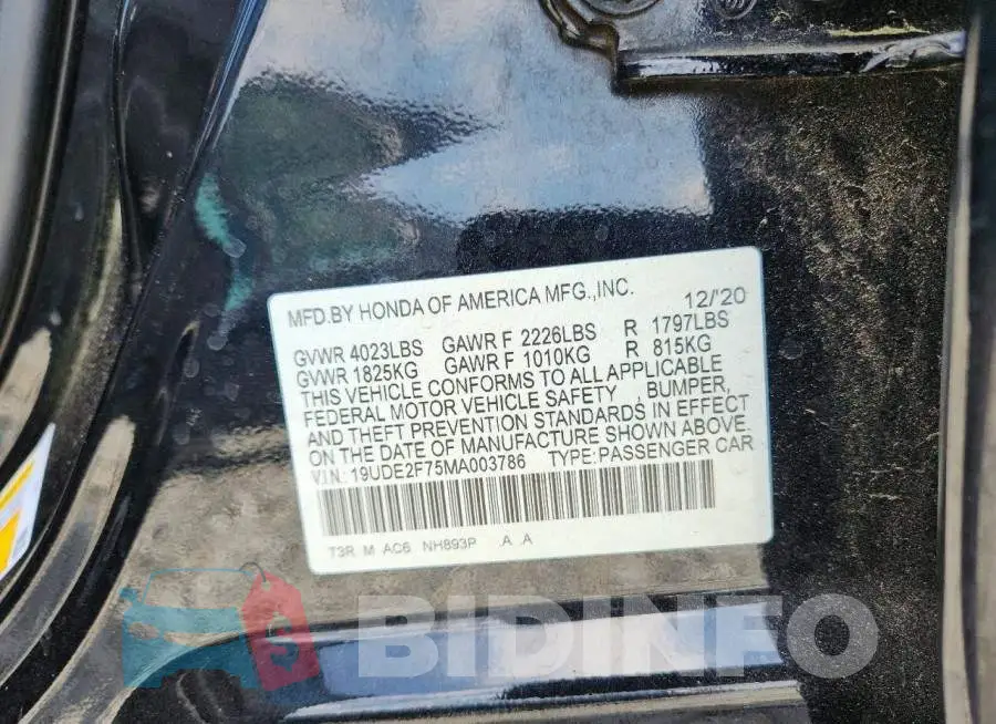 19UDE2F75MA003786 Photo# 12