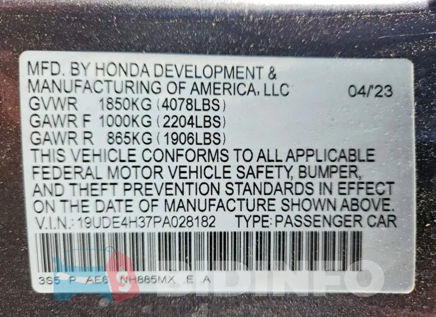 19UDE4H37PA028182 Photo# 13