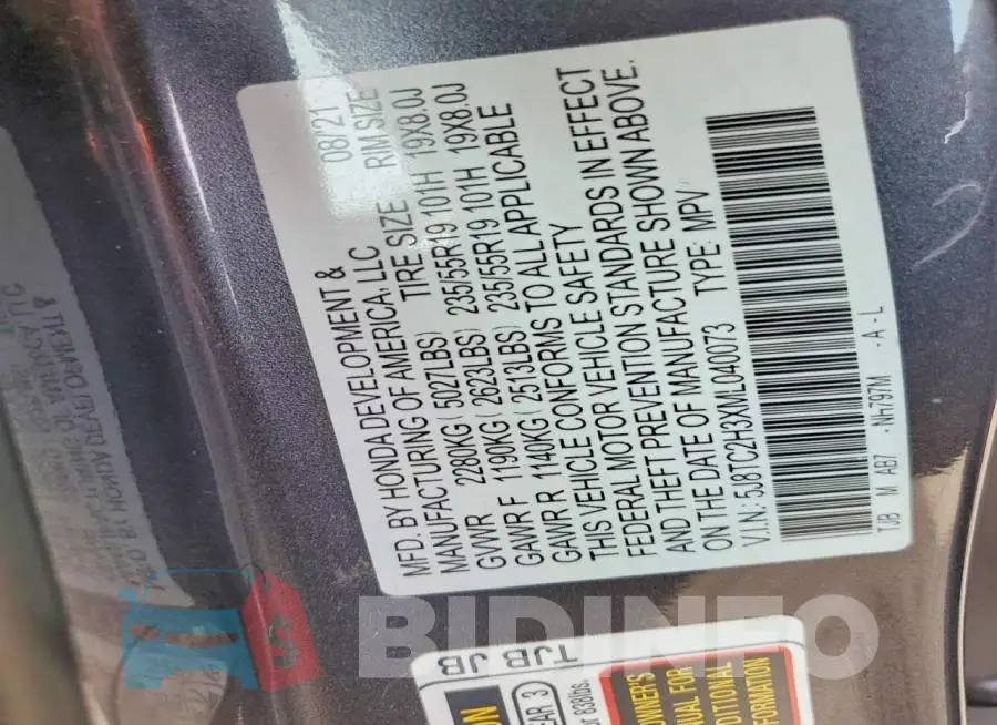 5J8TC2H3XML040073 Photo# 13