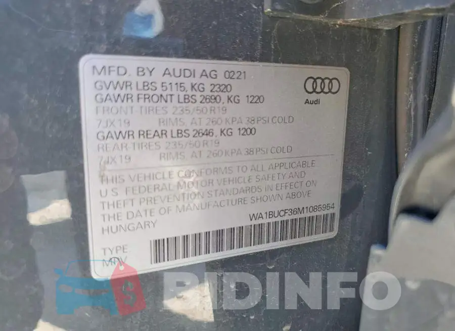 WA1BUCF36M1085954 Photo# 14