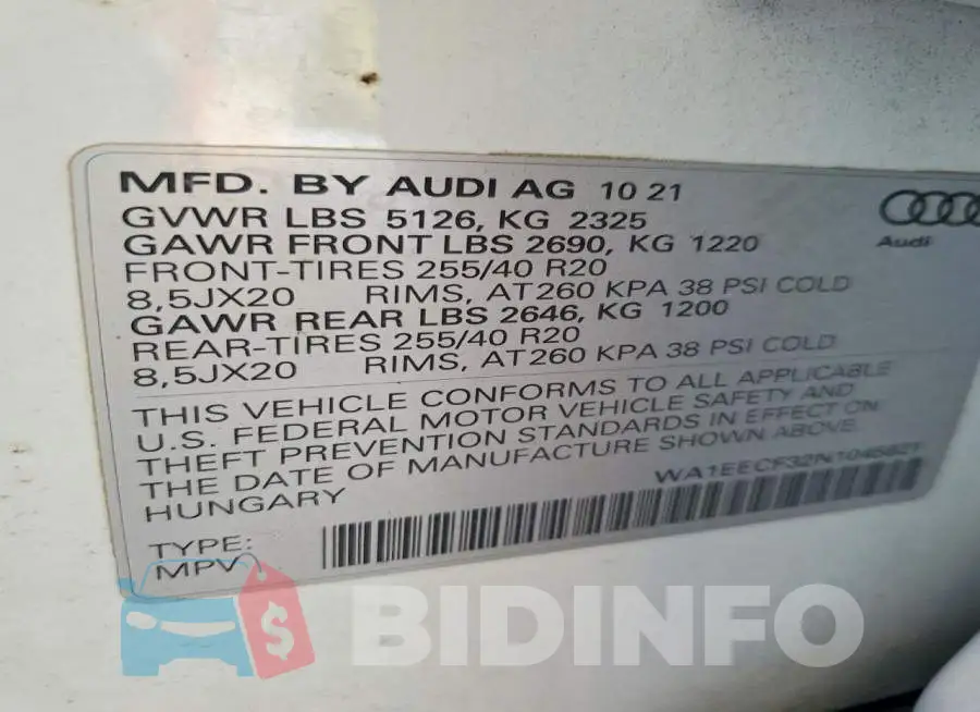 WA1EECF32N1045821 Photo# 13