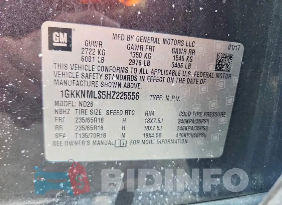 1GKKNMLS5HZ225556 Photo# 13