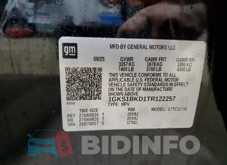 1GKS1BKD1TR122257 Photo# 13