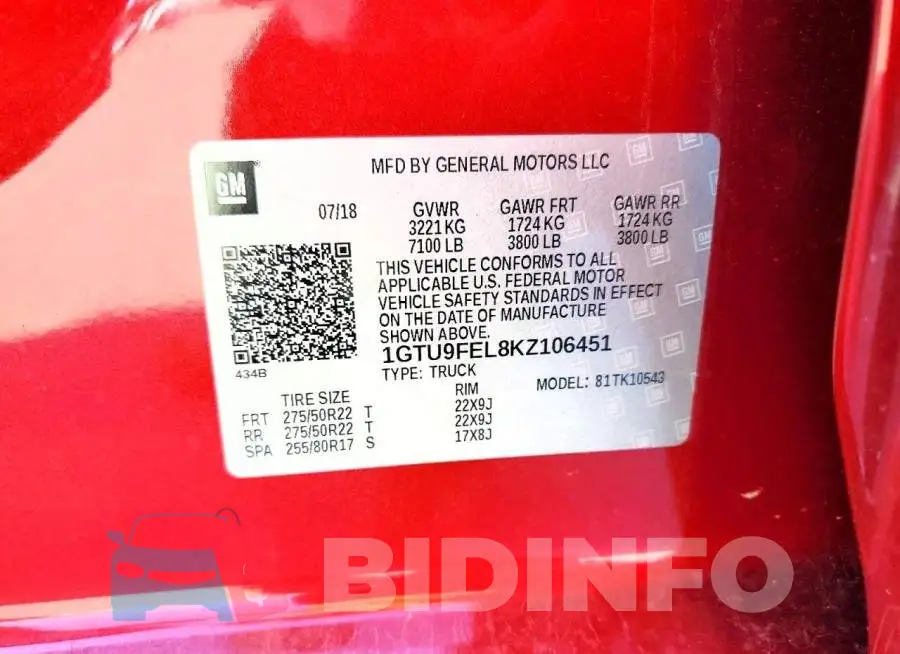 1GTU9FEL8KZ106451 Photo# 12