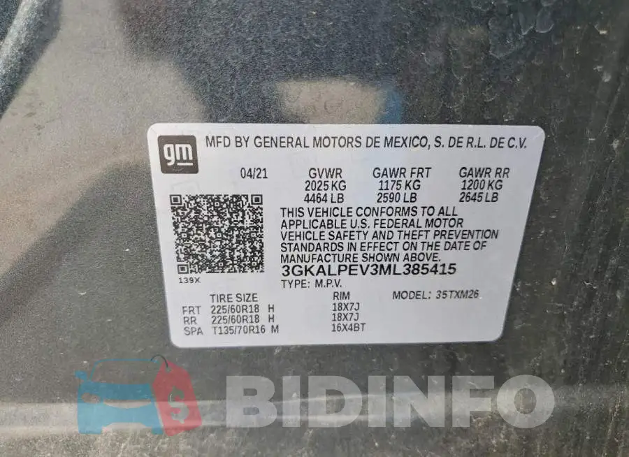 3GKALPEV3ML385415 Photo# 13