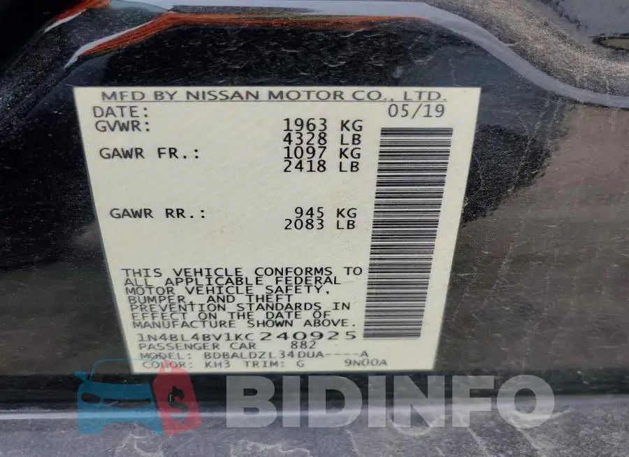 1N4BL4BV1KC240925 Photo# 12