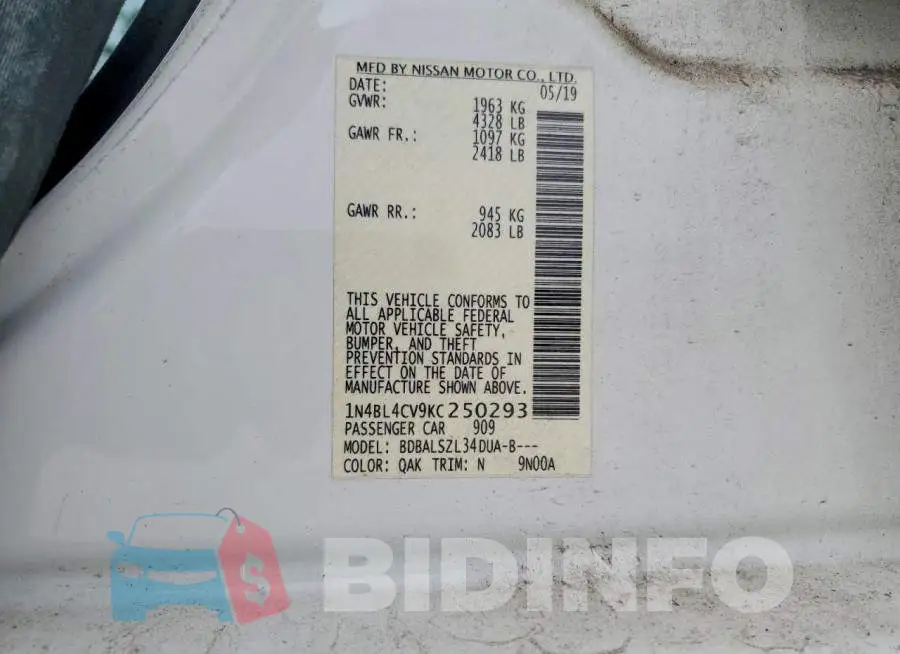 1N4BL4CV9KC250293 Photo# 13