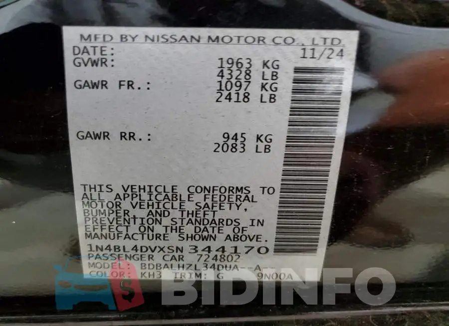 1N4BL4DVXSN344170 Photo# 13