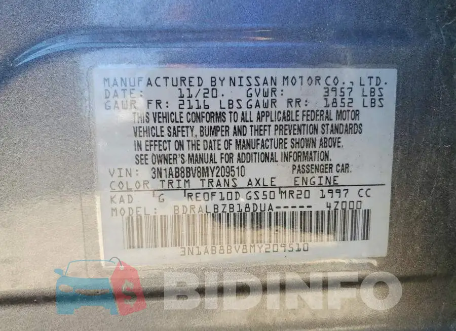 3N1AB8BV8MY209510 Photo# 12
