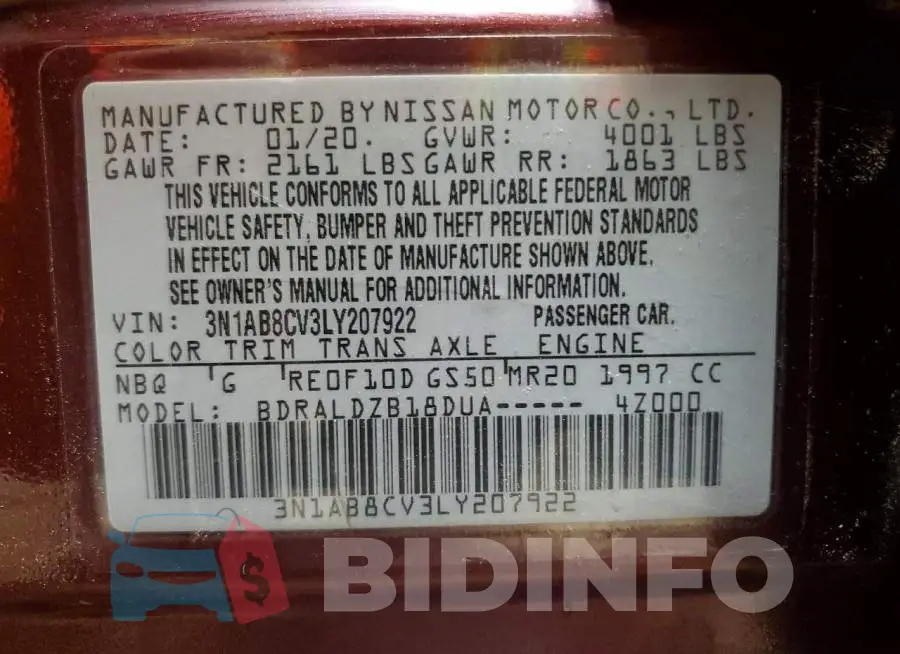 3N1AB8CV3LY207922 Photo# 13