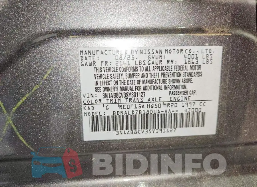3N1AB8CV3SY391127 Photo# 12