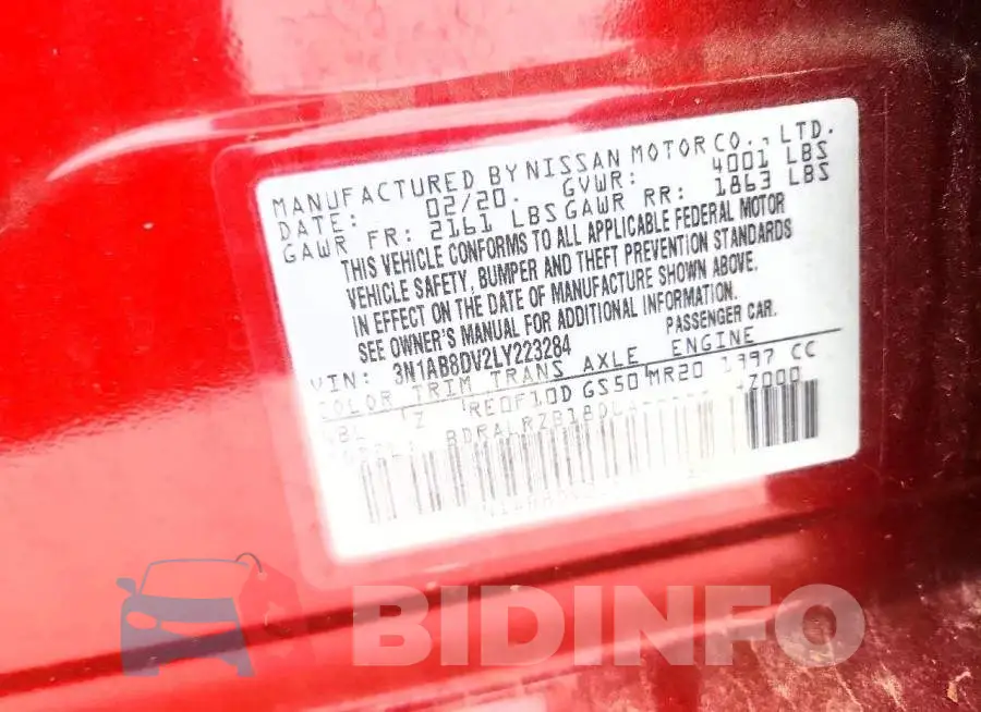 3N1AB8DV2LY223284 Photo# 12