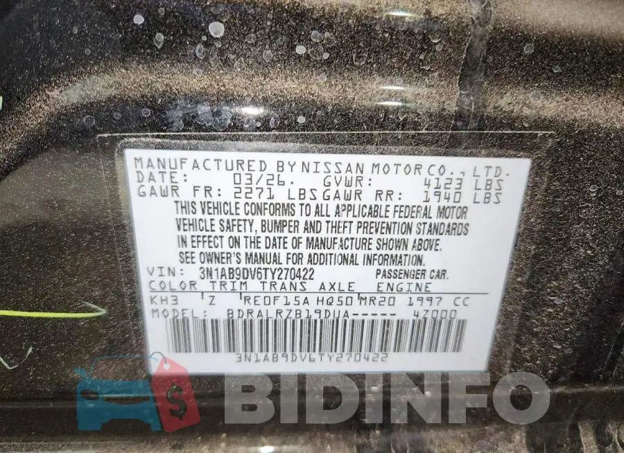 3N1AB9DV6TY270422 Photo# 12