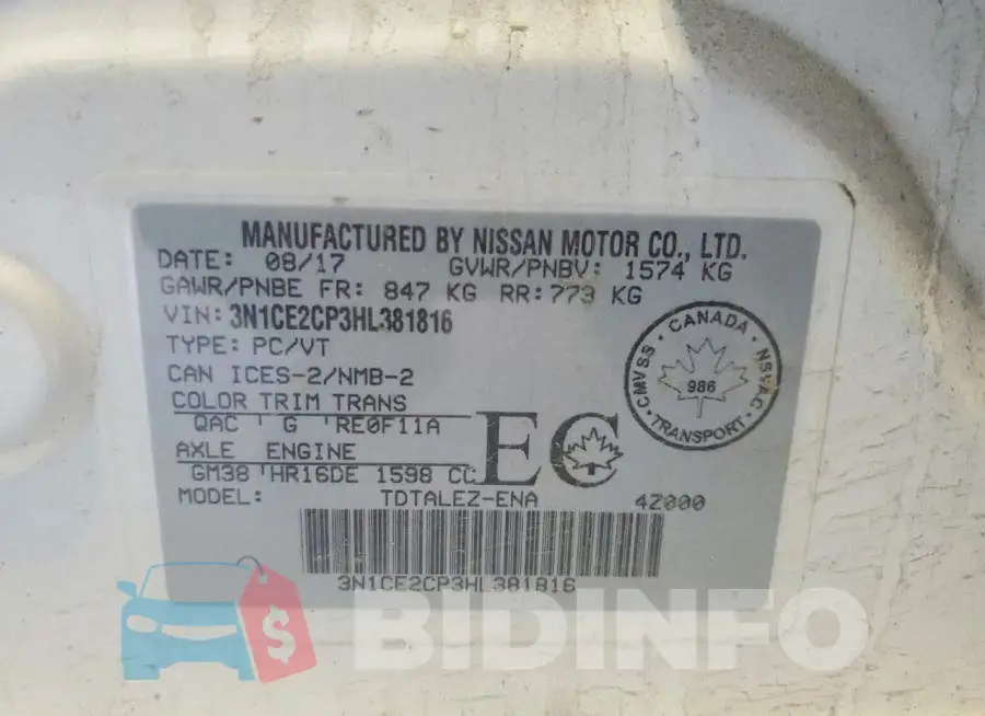 3N1CE2CP3HL381816 Photo# 13