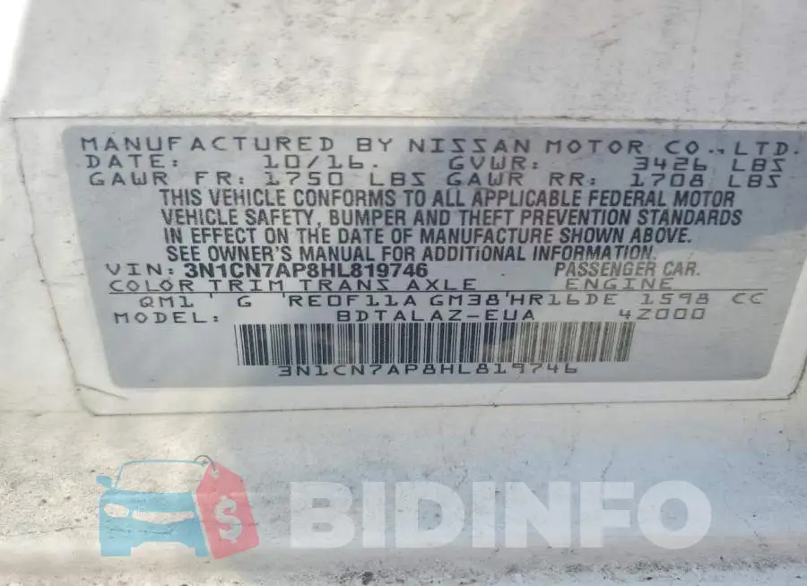 3N1CN7AP8HL819746 Photo# 12