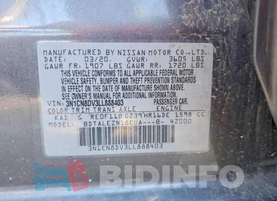 3N1CN8DV3LL888403 Photo# 12