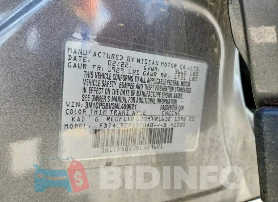 3N1CP5BV3NL489621 Photo# 14