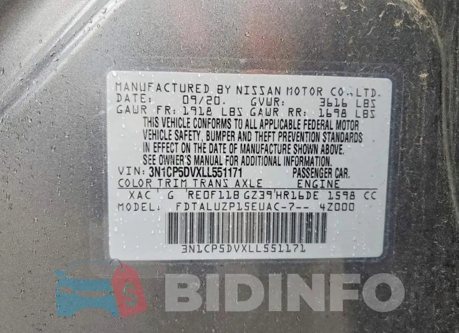 3N1CP5DVXLL551171 Photo# 14