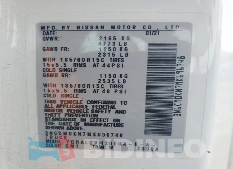 3N6CM0KN7MK696748 Photo# 13