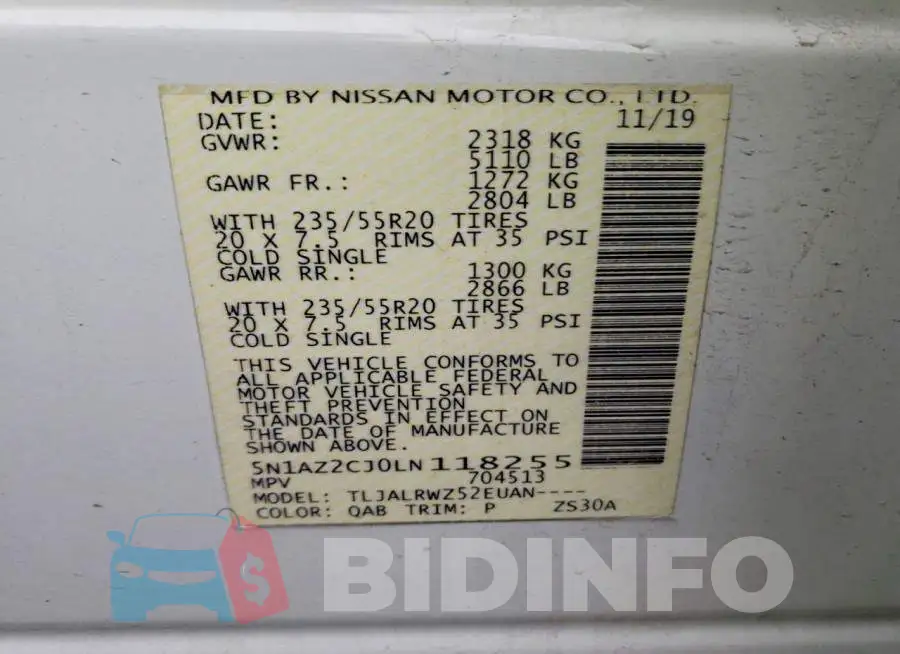 5N1AZ2CJ0LN118255 Photo# 13