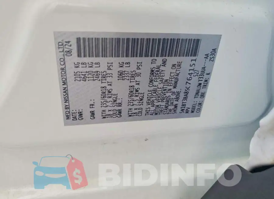 5N1BT3BA8SC764151 Photo# 13