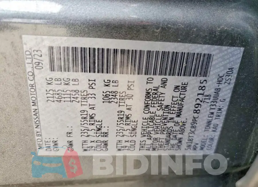 5N1BT3CB9PC892185 Photo# 14