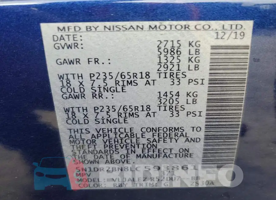 5N1DR2BN8LC593861 Photo# 13